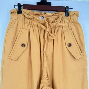 Loft Women's High Rise Straight Elastic Waist Crop Paperbag Pants Yellow‎ Small thumbnail 5
