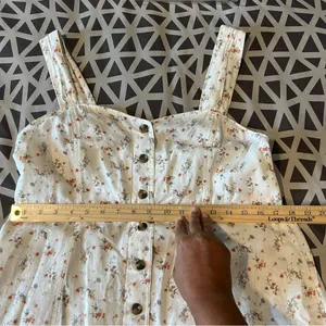 American Eagle Outfitters Ditsy Floral Cotton Linen Button Front Dress‎ Size L thumbnail 14