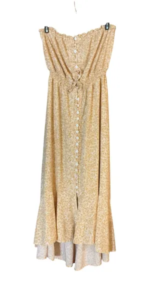Vince Camuto Strapless Floral Maxi Dress – Button-Front Boho High-Low – Size S thumbnail 1