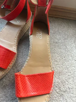 Franco Sarto Red Snake Embossed Espadrille Platform Sandals 8.5 thumbnail 7