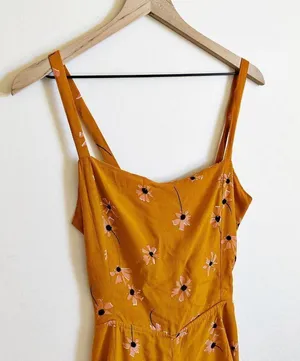 Faithfull The BranD Anthropologie Wide Leg Jumpsuit Floral Orange Size L thumbnail 3