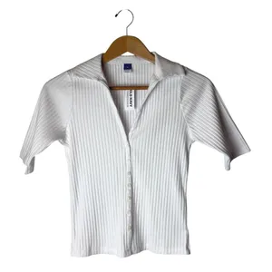 Old Navy Polo Shirt Women XS White NWT Ribbed Button Down Short Sleeve Preppy thumbnail 2
