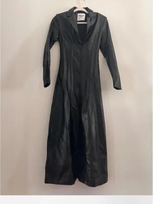 Princess Polly Speak Easy Long Line Faux Leather Coat Black thumbnail 2