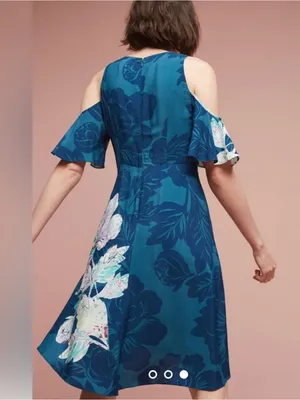 Maeve by Anthropologie Floral Elia Dress in Turquoise Size 2 thumbnail 2