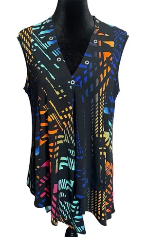 Joseph Ribkoff abstract colorful sleeveless blouse size 10 thumbnail 1