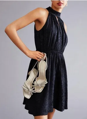 Black Satin Halter Dress thumbnail 1