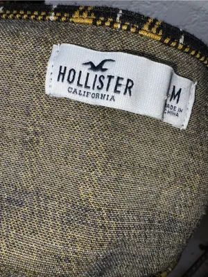 Hollister Black & Mustard Plaid Square-Neck Crop Top thumbnail 4