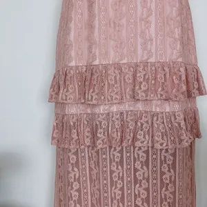 Bellevue Florence V Neck Lace Maxi Dress w/ Tiered Hem Wedding Guest Bridesmaid thumbnail 4