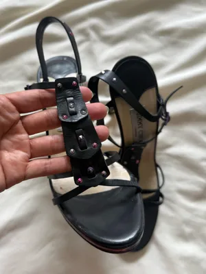 Jimmy Choo | Y2K Black Rhinestone Studded Sandals with pink/purple sandals thumbnail 7