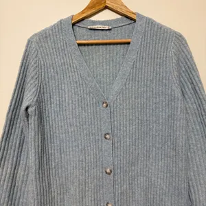 Abercrombie & Fitch Duster Sweater Dress Size Small Blue Ribbed Knit Cardigan thumbnail 4