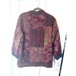 White Stag Women's Large (12-14) Vintage Floral Tapestry Knit Cardigan Jacket thumbnail 6