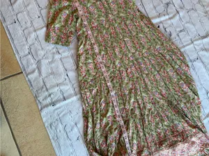 Natural Life Long Maxi Floral Cottage Core Dress XS Prairie Feminine Short Sleev thumbnail 14