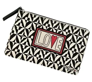Brighton Love Zippered Makeup‎ Bag Women's Black White Valentine Hearts thumbnail 1