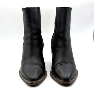 Crown Vintage Pimmy Chelsea Boots 7.5 Black Leather Pointed Toe Block‎ Heel thumbnail 4