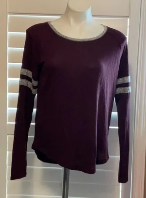 SO Women's Dark Purple Sweatshirt with Silver Stripes thumbnail 1