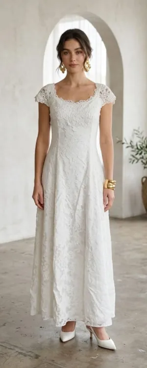 Vintage Scott McClintock Millennium 2000 Lace Maxi Dress 4 White Bridal Prom Y2K thumbnail 1