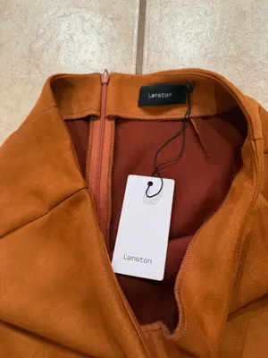LANSTON SUEDED FRONT SLIT MINI SKIRT Orange thumbnail 2