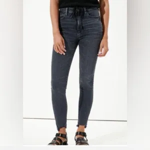 American Eagle Washed Black Mid Rise Skinny Jeans thumbnail 2