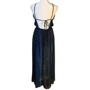 Hollister Blue Chiffon Halter Open Back Maxi‎ Dress - Large thumbnail 3