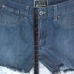 Levis 514 Slim Straight‎ Denim Shorts Women 34x6 Blue Cutoff Raw Hem Casual Y2K thumbnail 11