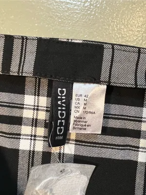 Divided H&M Women’s Size Medium Mini Bodycon Dress Black White Plaid Square Neck thumbnail 9