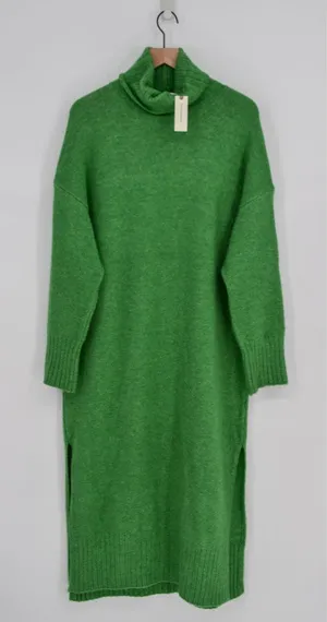 Daily Practice Anthropologie Karigan Midi Sweater Dress Turtleneck Kelly Green thumbnail 1