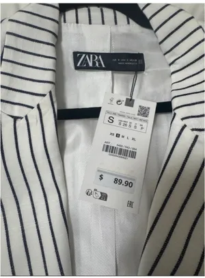 Zara Oversized Black and White Striped Blazer thumbnail 3