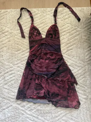 Tiger Mist Plum and Black Asymmetric Mini Skirt thumbnail 4