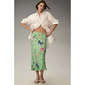 Anthropologie The Tilda Midi Slip Skirt Floral Butterfly Print Y2K 90s Medium thumbnail 5