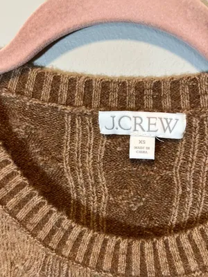 J. Crew Cable Knit Sweater With Buttons in Supersoft Yarn Brown Relaxed‎ Fit XS thumbnail 3