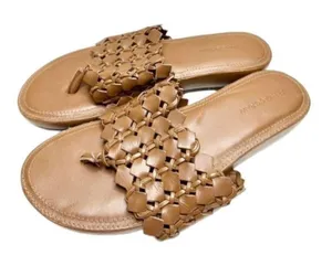 ALI MACGRAW Sandals Womens Size 8 Leather‎ Wren Woven Slip On Shoes thumbnail 1