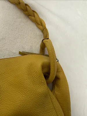 Ombu Leather Mustard Yellow Braided-Handle Shoulder Bag thumbnail 9