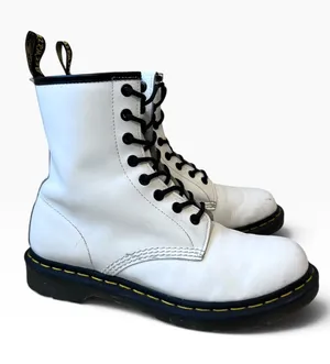Dr. Martens 1460 Smooth Leather Lace-Up Boots in White thumbnail 1