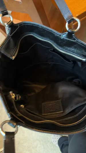 Coach Black Leather Signature Embossed Tote thumbnail 3