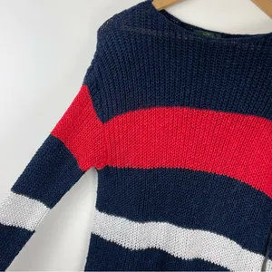 Lauren Ralph Lauren Linen Cotton Open Knit Stripe Sweater Western Sz Large thumbnail 8