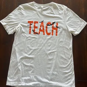 Halloween Themed Teacher T-Shirt - White - Bella Canvas Large thumbnail 1
