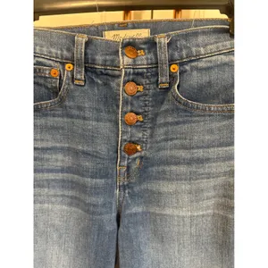 Madewell Womens Button slim Wide Leg crop size 23 Denim Jeans Medium Wash casual thumbnail 2