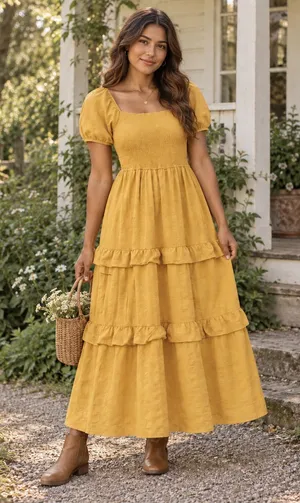 Large Yellow maxi dress  thumbnail 1