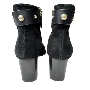 Kate Spade Morgan Pearl Booties Women’s 6B Black Suede Block Heel KE796 thumbnail 6