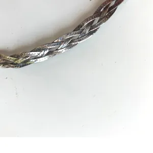 Vintage 90s Quiet Luxury Liquid Silver Woven Braided Herringbone Chain Necklace thumbnail 6
