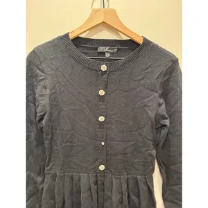 Lulus Black Ribbed Knit Button Front Pleated Skirt‎ Dress Size M thumbnail 3