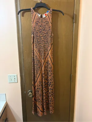 NWT Farm Rio Orange & Black Bandana Print Midi Dress thumbnail 4