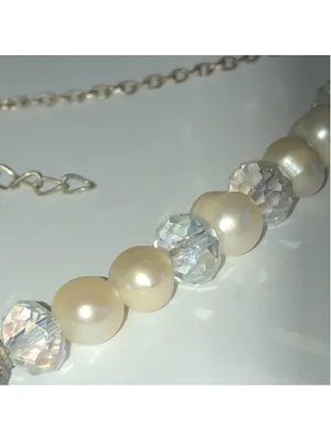 Silver Tone Genuine Pearls & Clear AB Beaded Boho Heart Pendant Necklace thumbnail 5