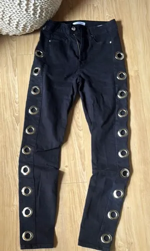 Good American Black Pants with Grommet Details thumbnail 1