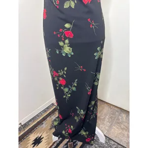 VTG 90s Arianna by Rachel Kaye Black Rose Maxi Dress Whimsygoth Column Slip 4P thumbnail 3