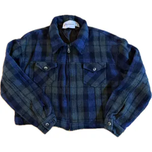 Phenomenon Jacket Womens Size L Blue Green Plaid Full Zip Chest‎ Pockets thumbnail 1