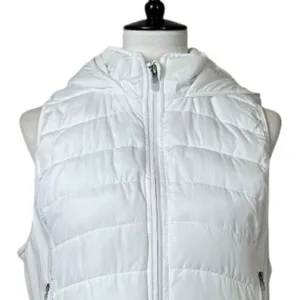 Tangerine Vest White Quilted Puffer Full Zip Hooded Zip Front Women’s Size Large thumbnail 5