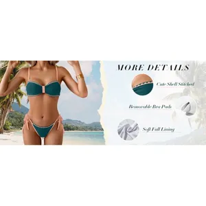 B2prity Bikini String Triangle Two Piece Bathing Suit Side Tie Swimsuit MEDIUM Brown thumbnail 7
