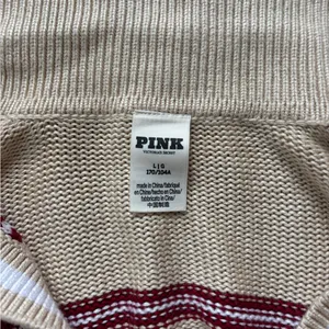 Pink Cambridge Knit Polo Oversized Cropped Sweater large‎ preppy coastal resort thumbnail 8