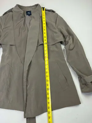 Gap Modern Gray Lightweight Open Front Belted Trench Coat Size Medium thumbnail 9